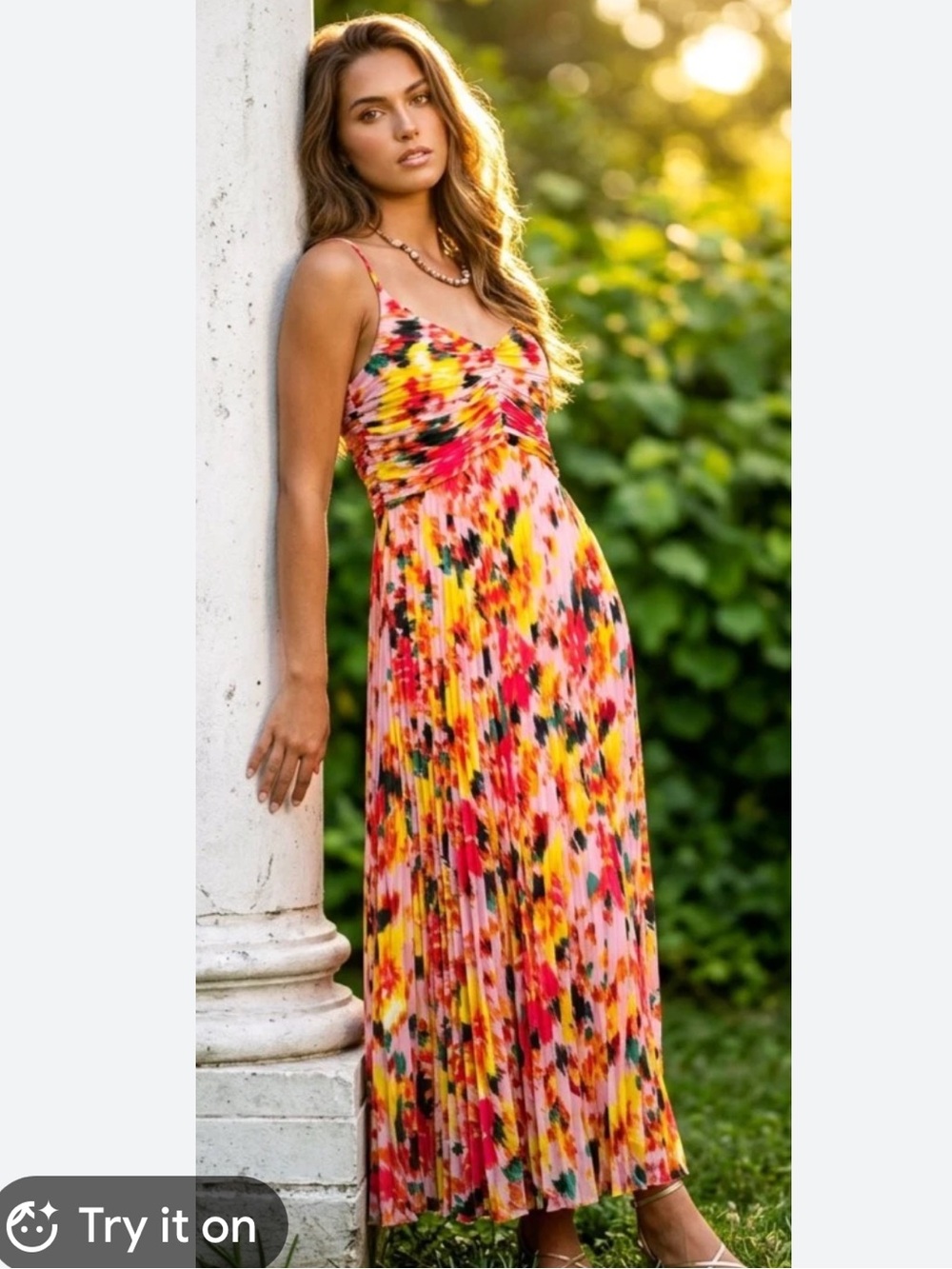 Nanette Lepore Pink Floral Pleated Maxi Dress